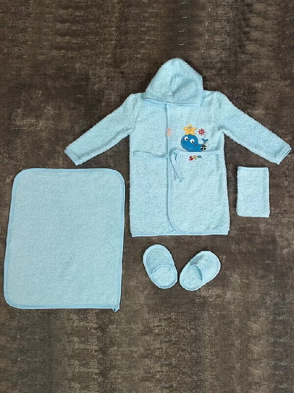 Σετ Μπουρνούζι Πετσέτα Γάντι Παντόφλες D0426