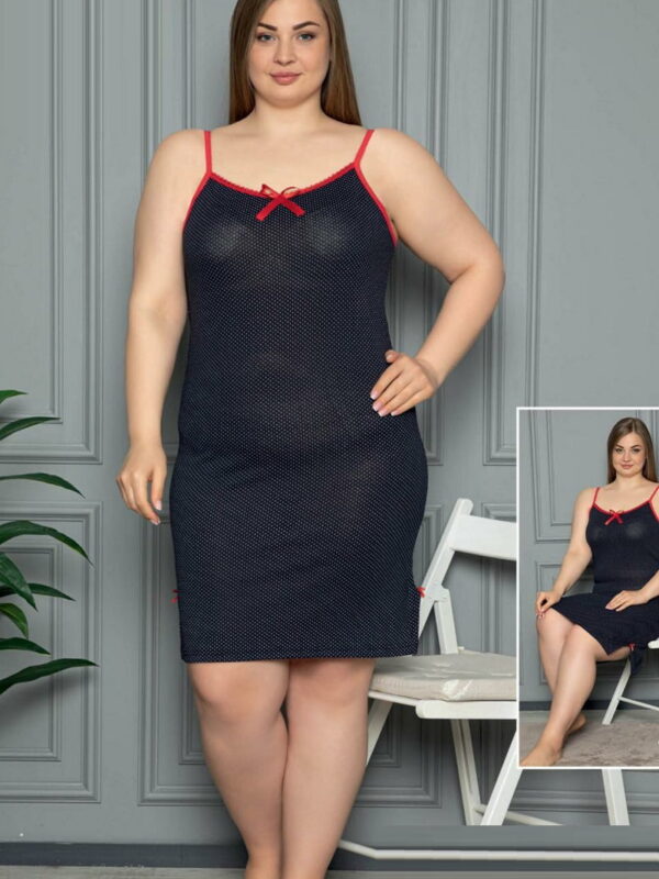 Νυχτικό Τιράντα Ψιλό Πουά Plus Size W4205