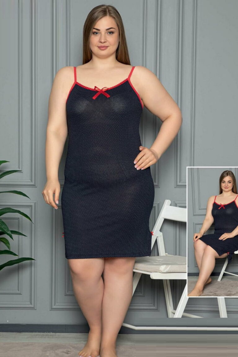 Νυχτικό Τιράντα Ψιλό Πουά Plus Size W4205