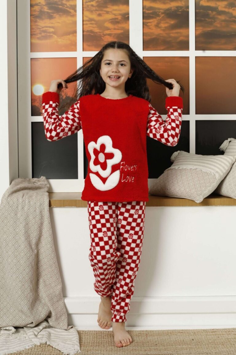 Παιδική Πιτζάμα Fleece Flowers Love 22042
