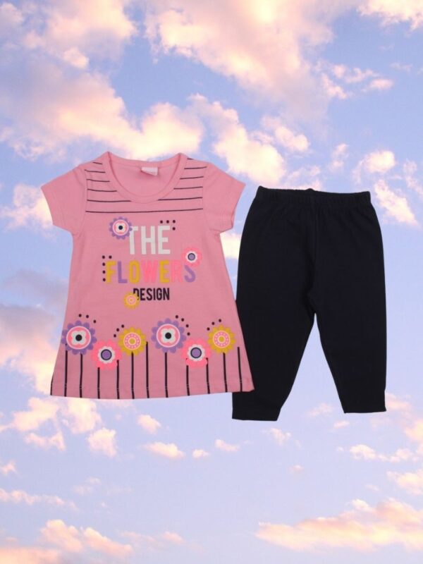 Σετ Παιδικό Μπλουζάκι Παντελονάκι Flowers D1014