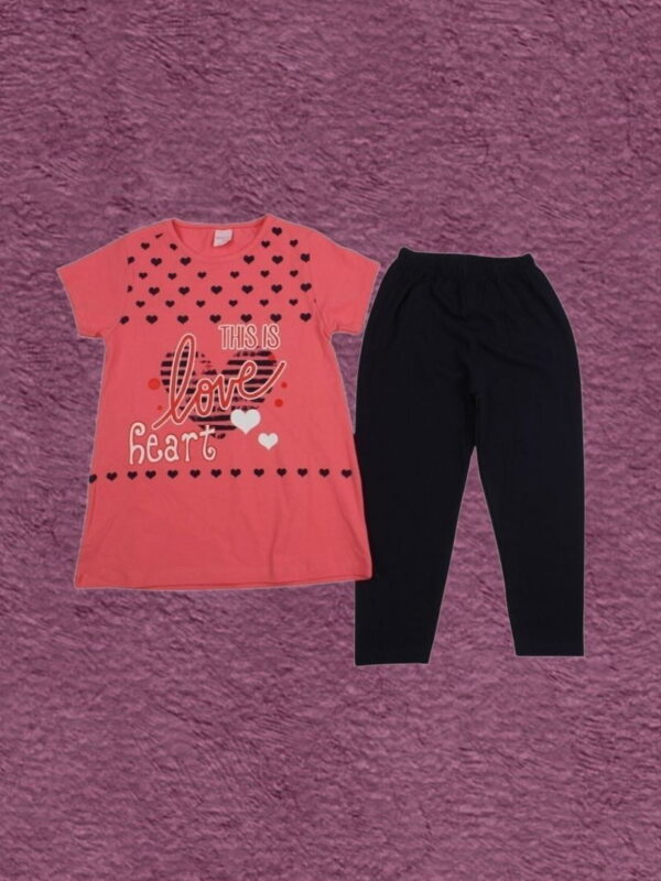 Σετ Παιδικό Μπλουζάκι Παντελονάκι Heart W1044