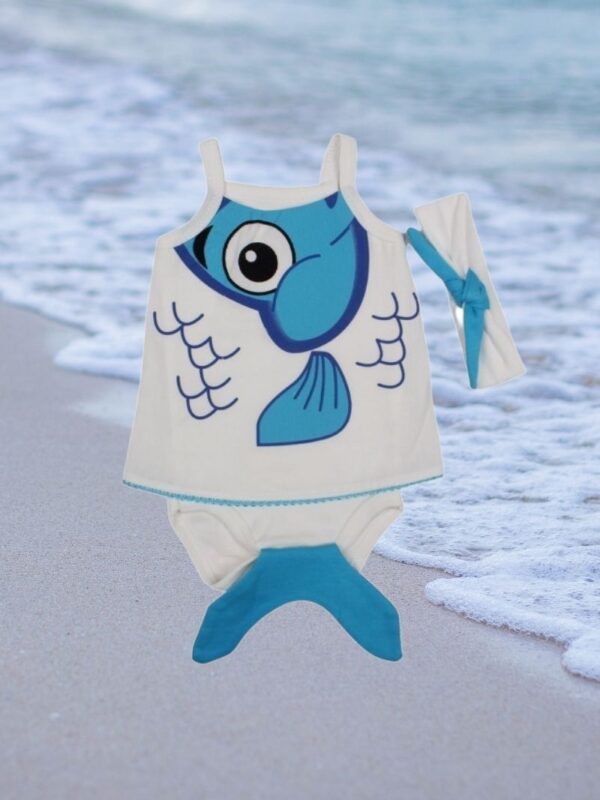 Βρεφικό Κορμάκι Τιράντα Με Κορδέλα Δελφίνι R1711