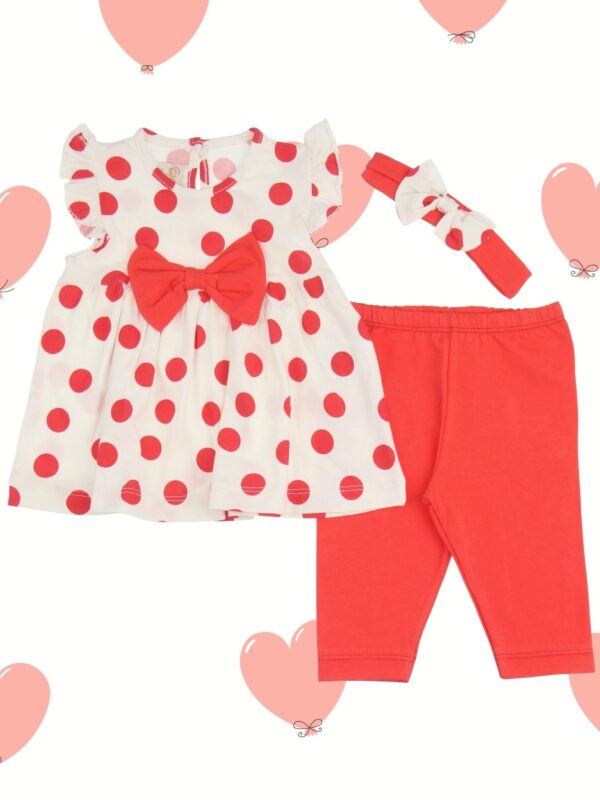 Βρεφικό Σετ Φόρεμα Παντελόνι Και Κορδέλα 01-23365