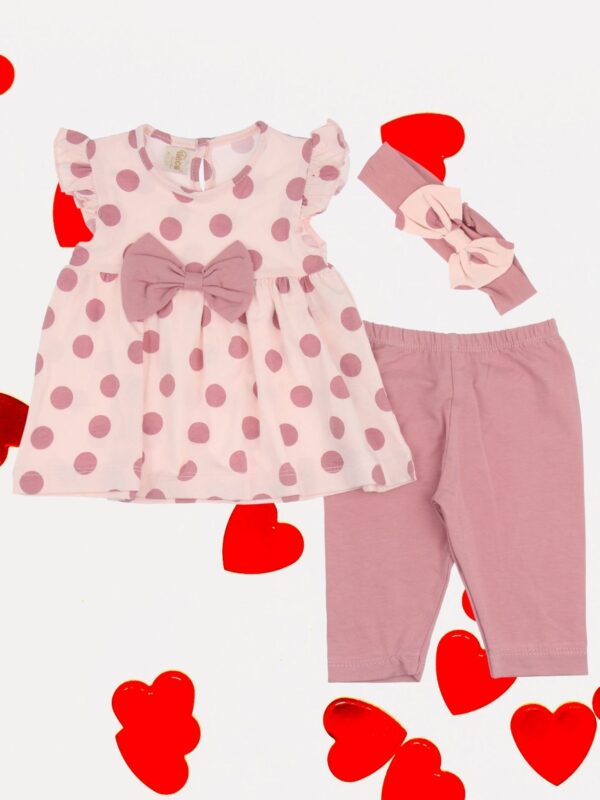 Βρεφικό Σετ Φόρεμα Παντελόνι Και Κορδέλα 02-23365