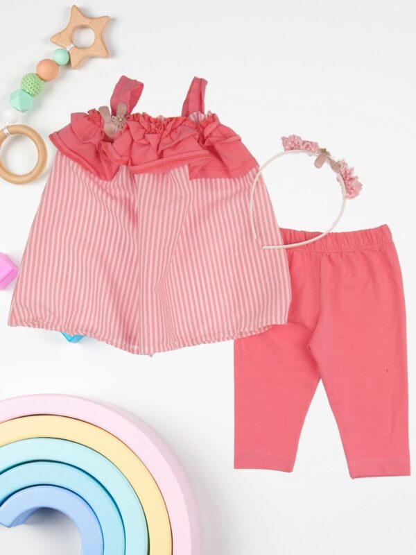 Βρεφικό Σετ Φόρεμα Παντελόνι Και Στέκα 01-2023104