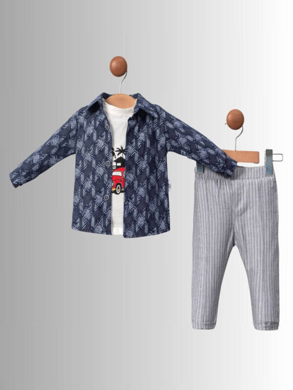 Βρεφικό Σετ Πουκάμισο Μπλούζα Παντελόνι 9127
